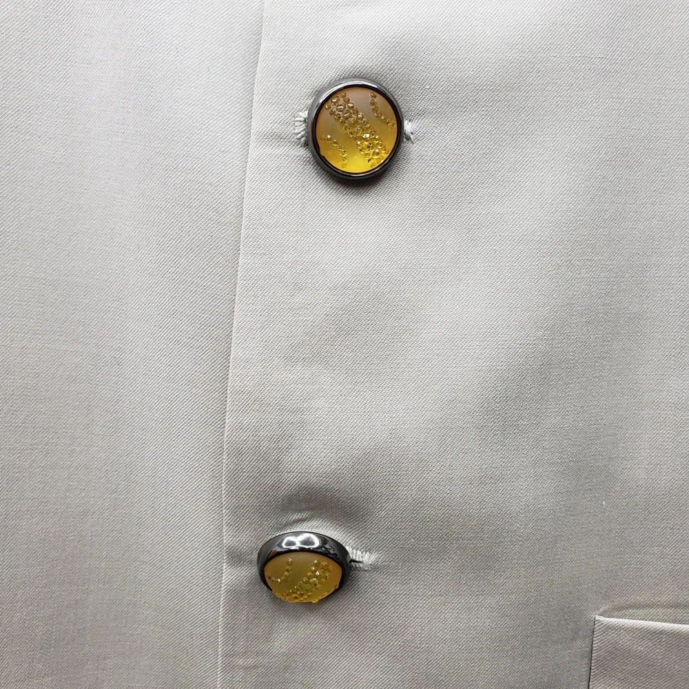The Raymond Shop Mandarin Collar Nehru Jacket Blazer Cream Men's Size 42